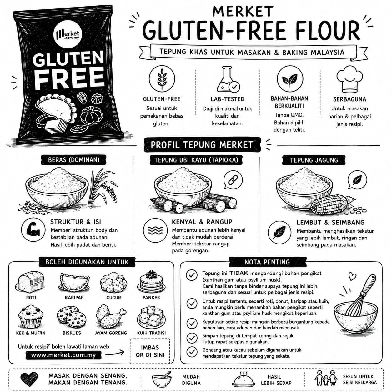 (Combo x4) Merket Gluten Free All Purpose Flour 500gm - Image 7